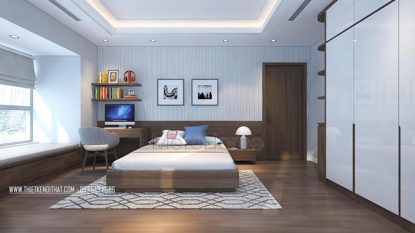 Thiết kế nội thất phòng ngủ chung cư hiện đại N05 Hoàng Đạo Thúy